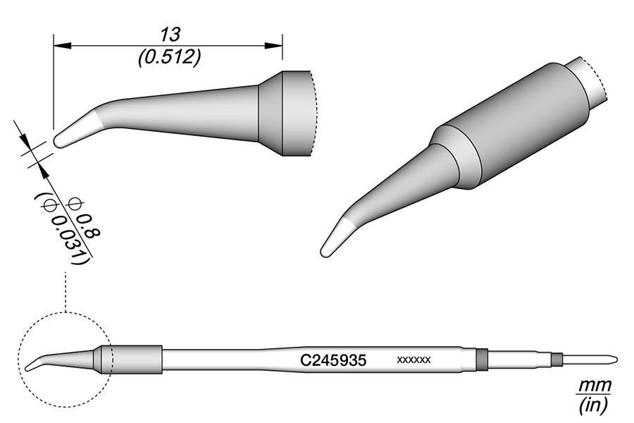 C245935 - Conical Bent Cartridge Ø 0.8